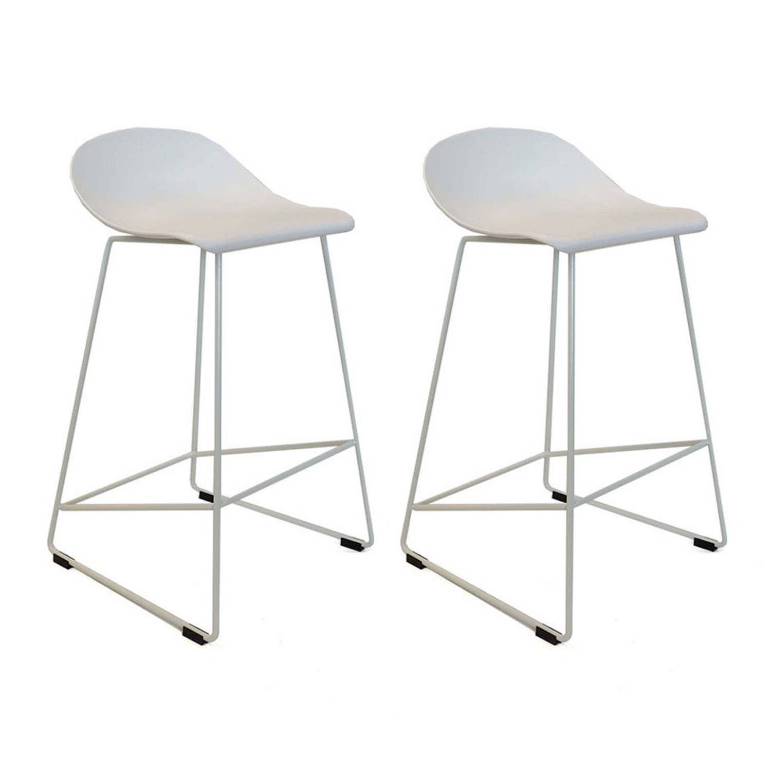 Livin24 Scandinavische Barkruk Ellen wit 66cm - Barkrukken set van 2. aanbieding