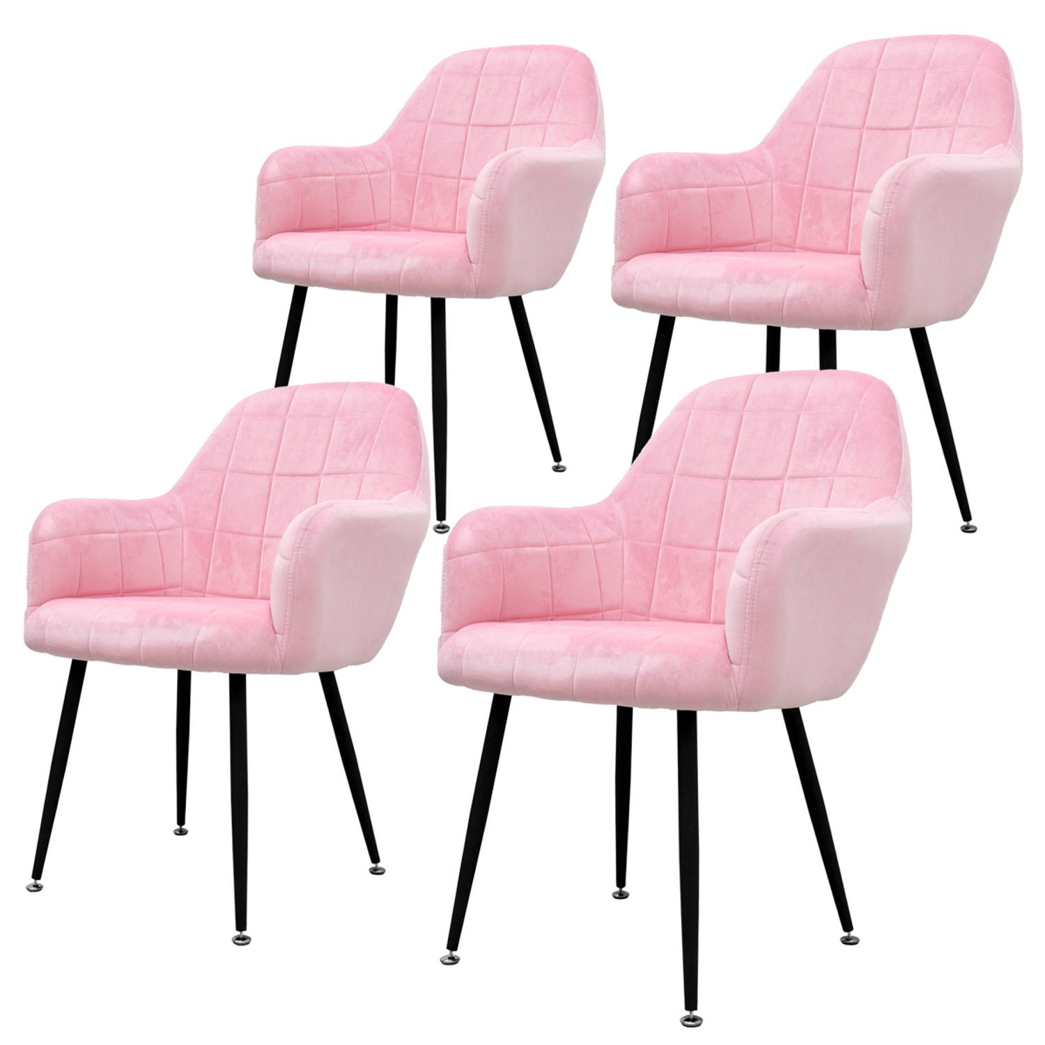 Set van 2 eetkamerstoelen, roze, met rugleuning en armleuningen aanbieding