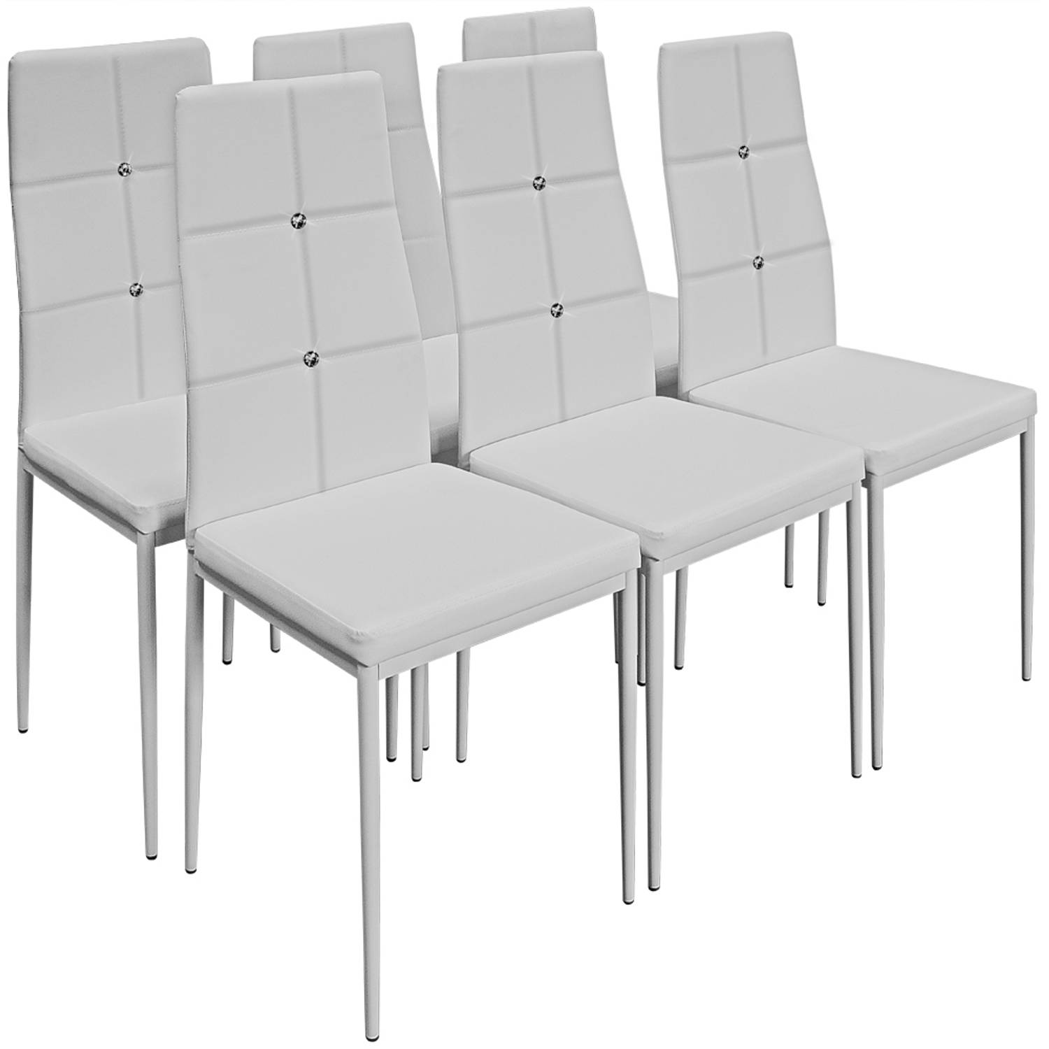 Eetkamerstoelen 6 x, wit, kunstleer, hoge rugleuning, comfortabel aanbieding