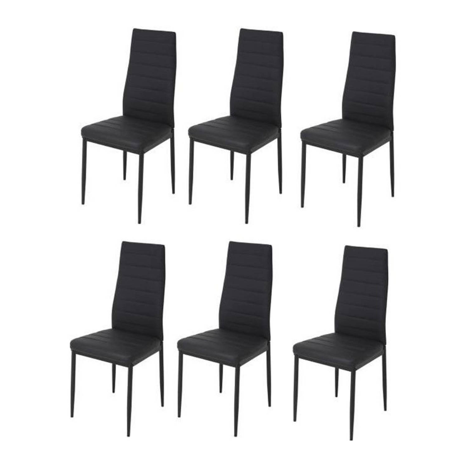 Set van 6 stoelen - Zwart imitatie - L 42 x D 49 x H 97 cm - JIM aanbieding