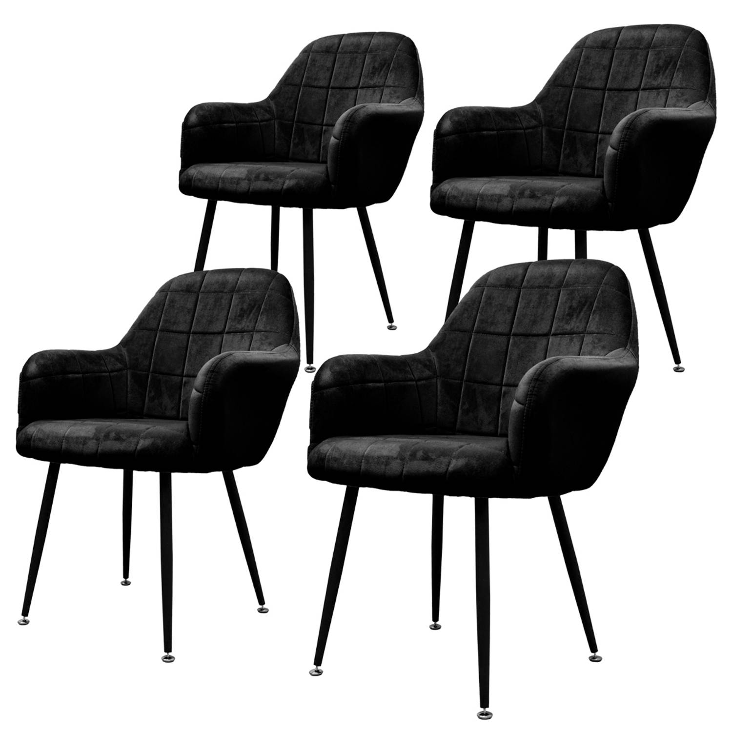 Set van 2 eetkamerstoelen, zwart, met rugleuning en armleuningen aanbieding