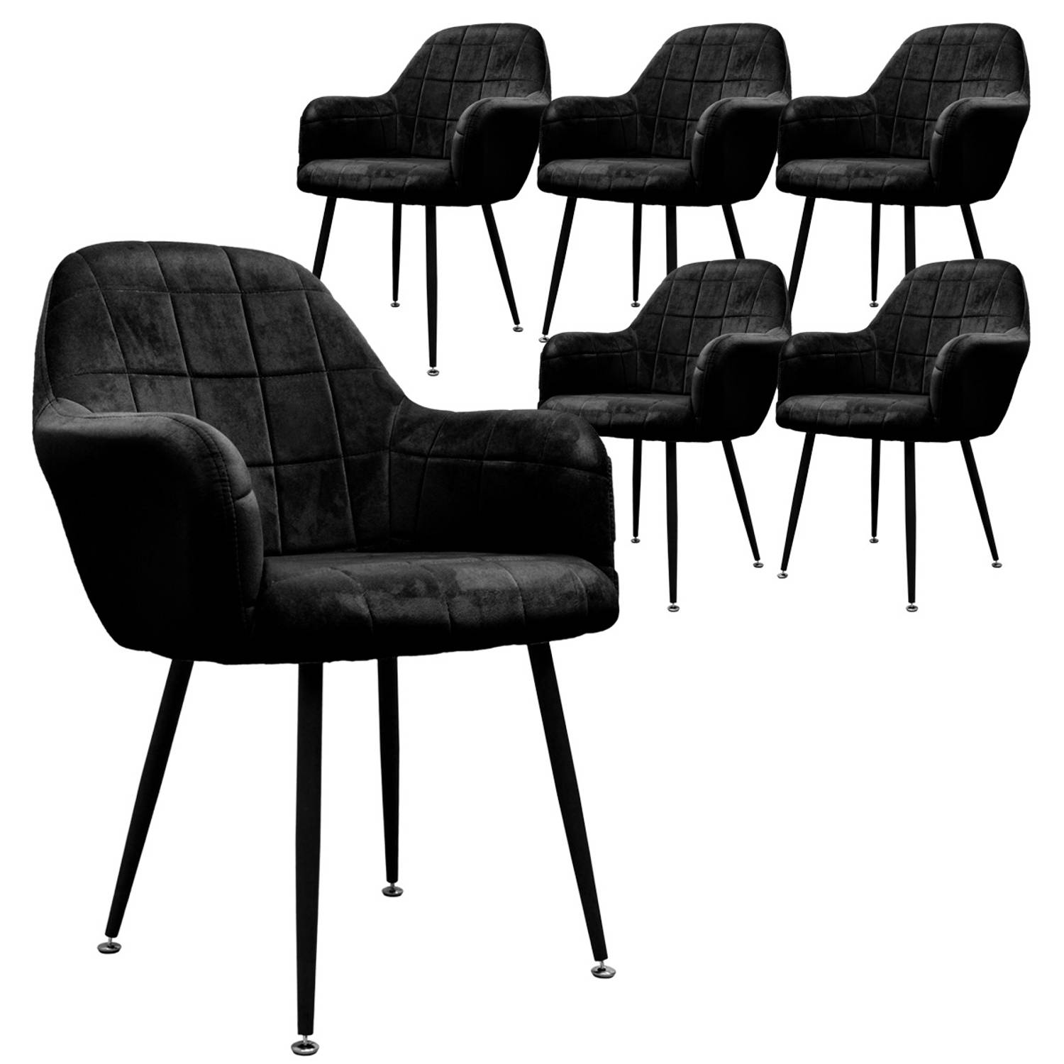 Set van 2 eetkamerstoelen, zwart, met rugleuning en armleuningen aanbieding