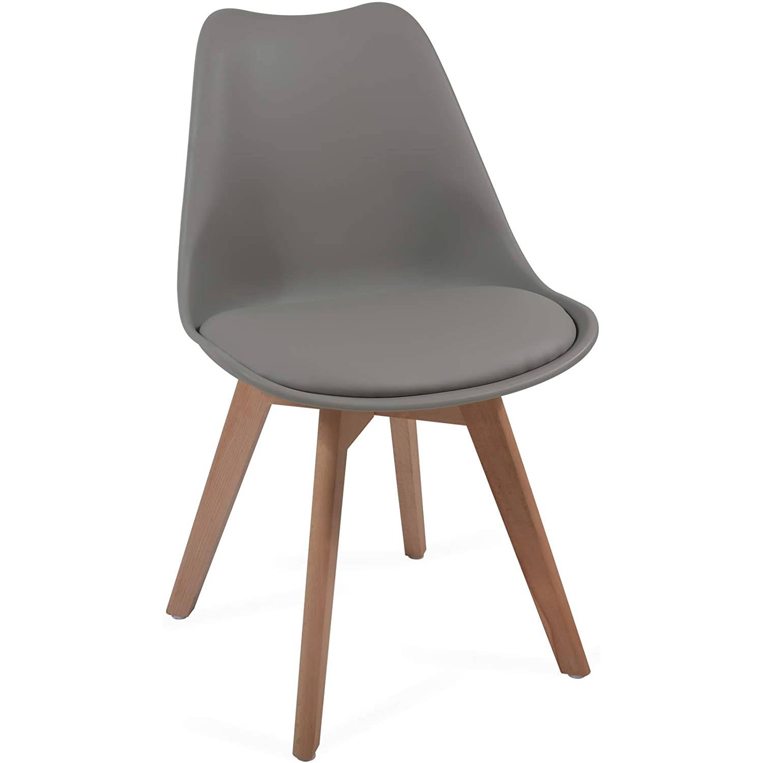 Miadomodo- Eetkamerstoelen, set van 2 stuks, grijs, houten onderstel aanbieding