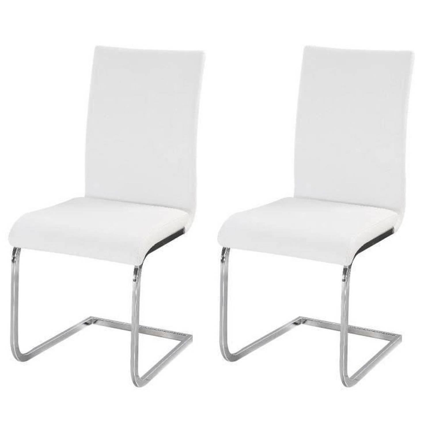 LEA Set van 2 eetkamerstoelen - Kunstwit - Eigentijdse stijl - L 43 x D 56 cm aanbieding