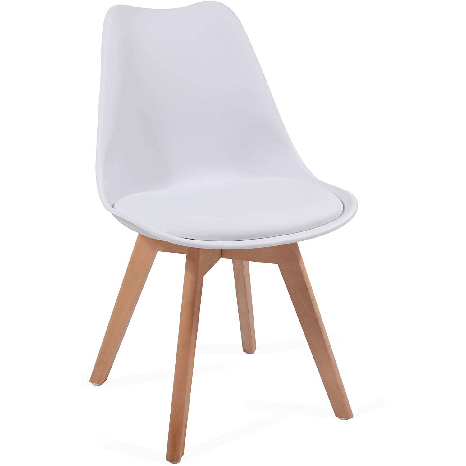 Miadomodo- Eetkamerstoelen, set van 2 stuks, wit, houten onderstel aanbieding