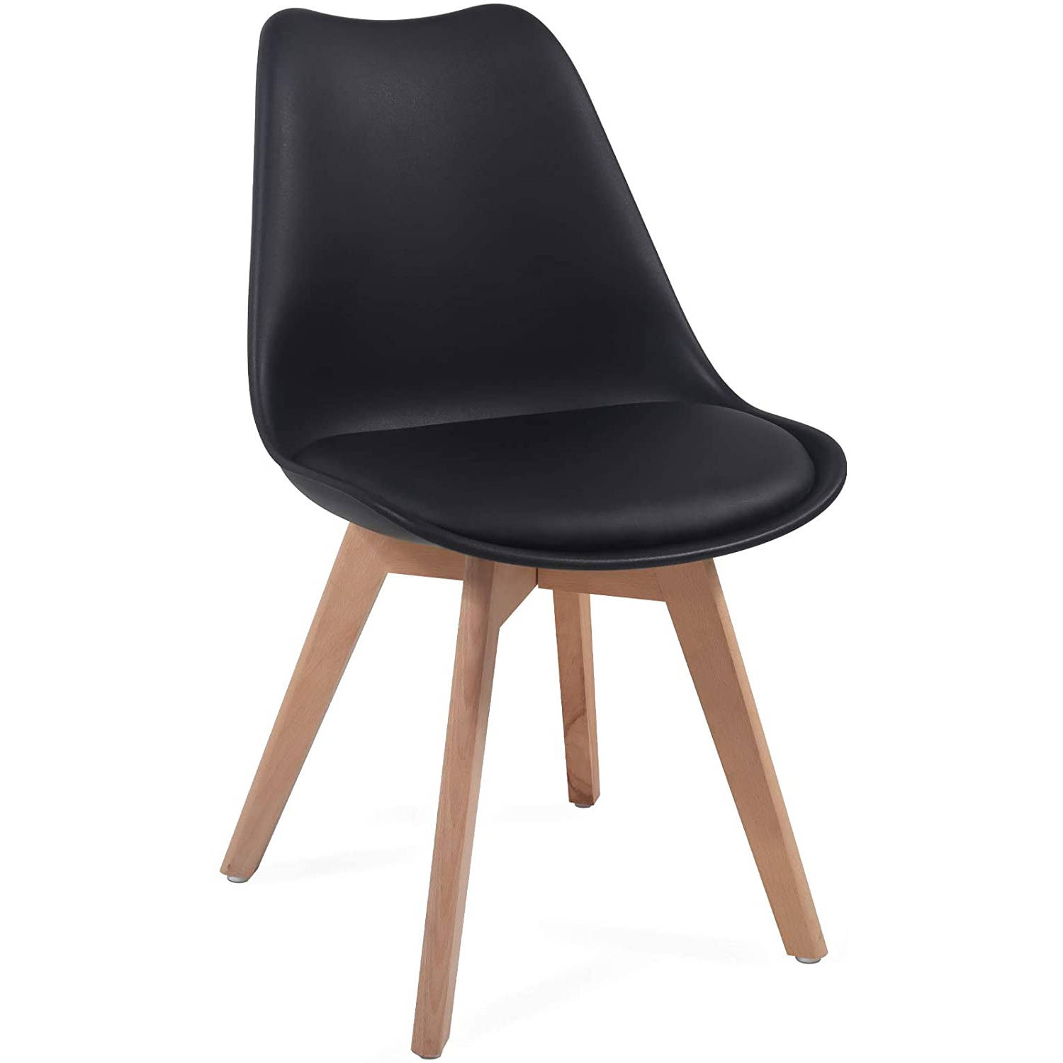 Miadomodo- Eetkamerstoelen, set van 2 stuks, zwart, houten onderstel aanbieding