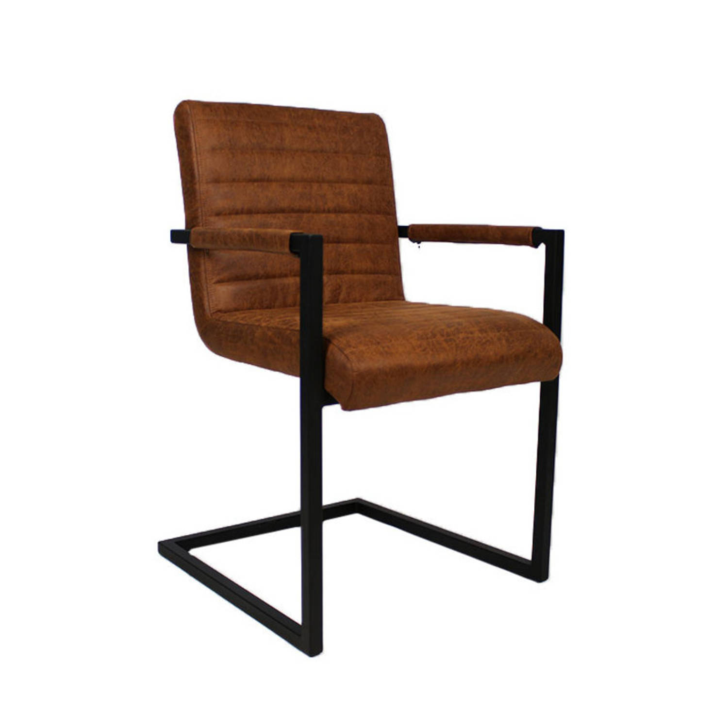 Bronx71 Industriële eetkamerstoel Block cognac eco-leer. aanbieding