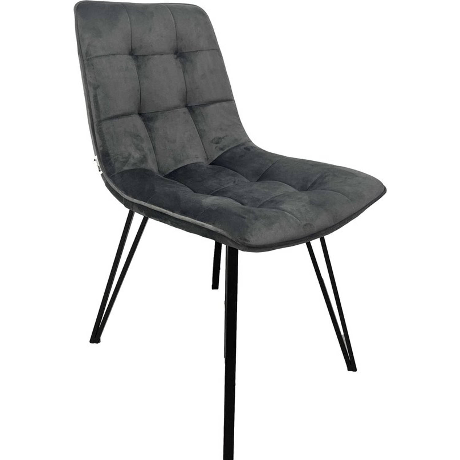 MaxxHome Eetkamerstoelen - Eetkamerstoelen set van 2 - Velvet/Stoffen Stoel - Grijs aanbieding