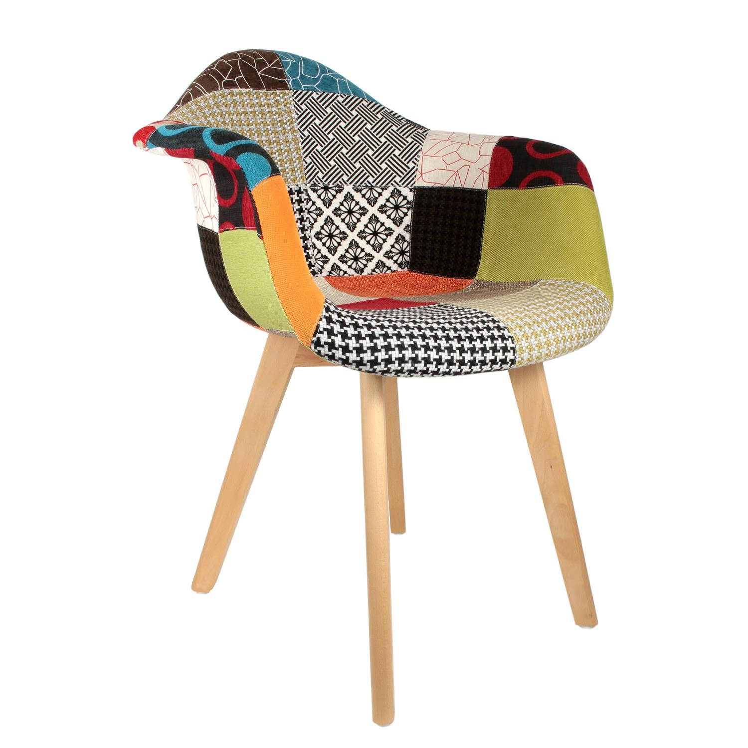 4goodz Lund 2 stuks Patchwork Eetkamerstoelen Armleuning - Multicolor aanbieding