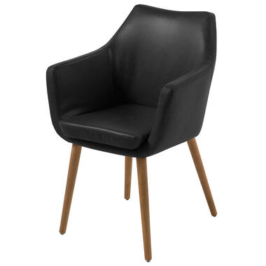 Eetkamerstoel Uppsala - lederlook - zwart (1 stuk) - Leen Bakker aanbieding