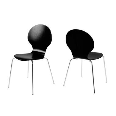 Eetkamerstoel Silkeborg - hout - zwart (4 stuks) - Leen Bakker aanbieding