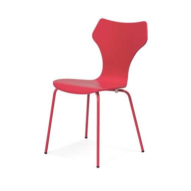 Tenzo eetkamerstoel Lolly - MDF - rood (4 stuks) - Leen Bakker aanbieding