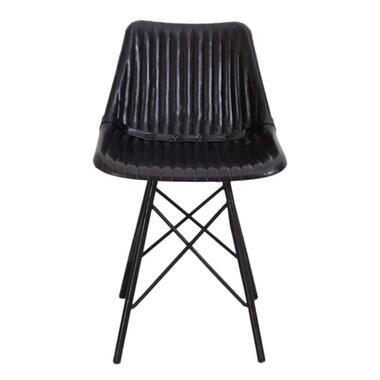 Eetkamerstoel Joey - lederlook - zwart - Leen Bakker aanbieding