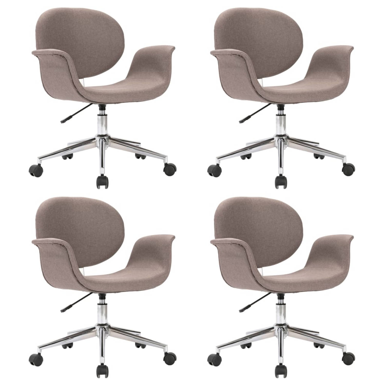 The Living Store Draaibare Eetkamerstoelen - Set van 4 - Taupe - 67 x 62 x (80-87.5) cm aanbieding