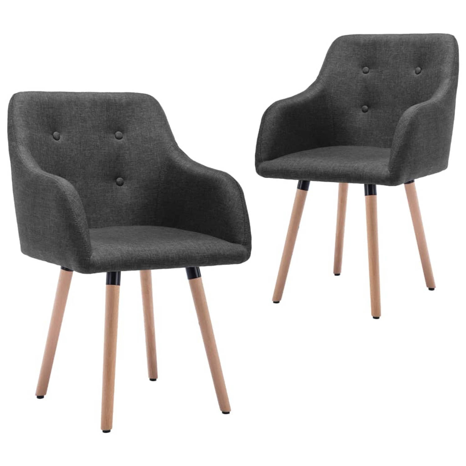 vidaXL Eetkamerstoelen 2 st stof donkergrijs aanbieding