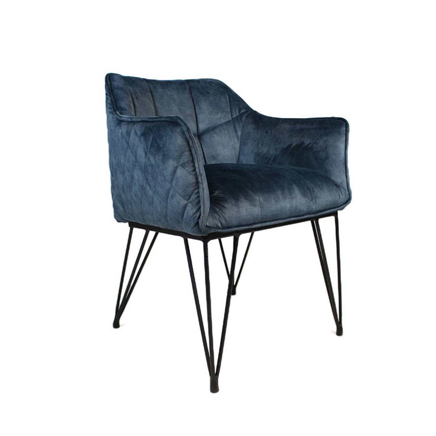 Bronx71 Velvet eetkamerstoel Jayron blauw. aanbieding