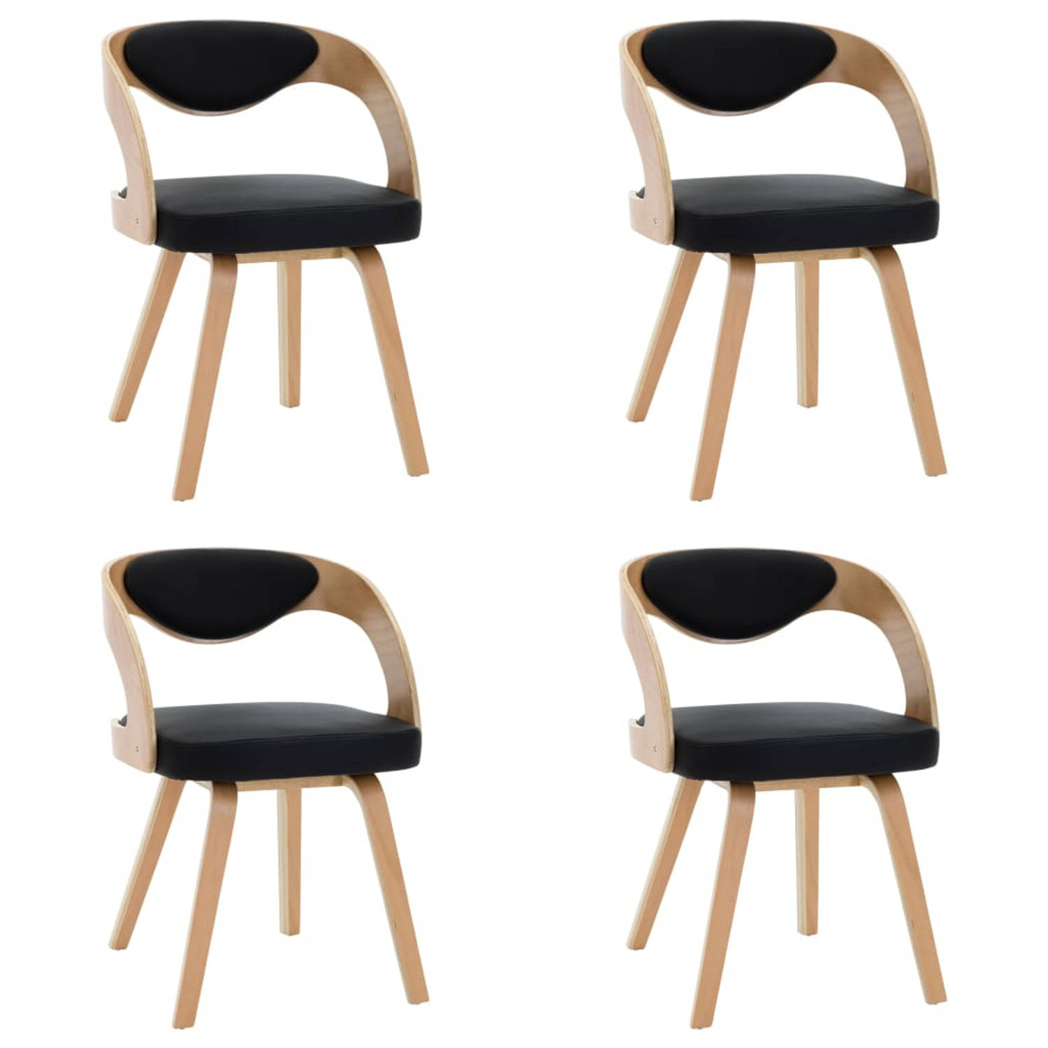 vidaXL Eetkamerstoelen 4 st gebogen hout en kunstleer zwart aanbieding