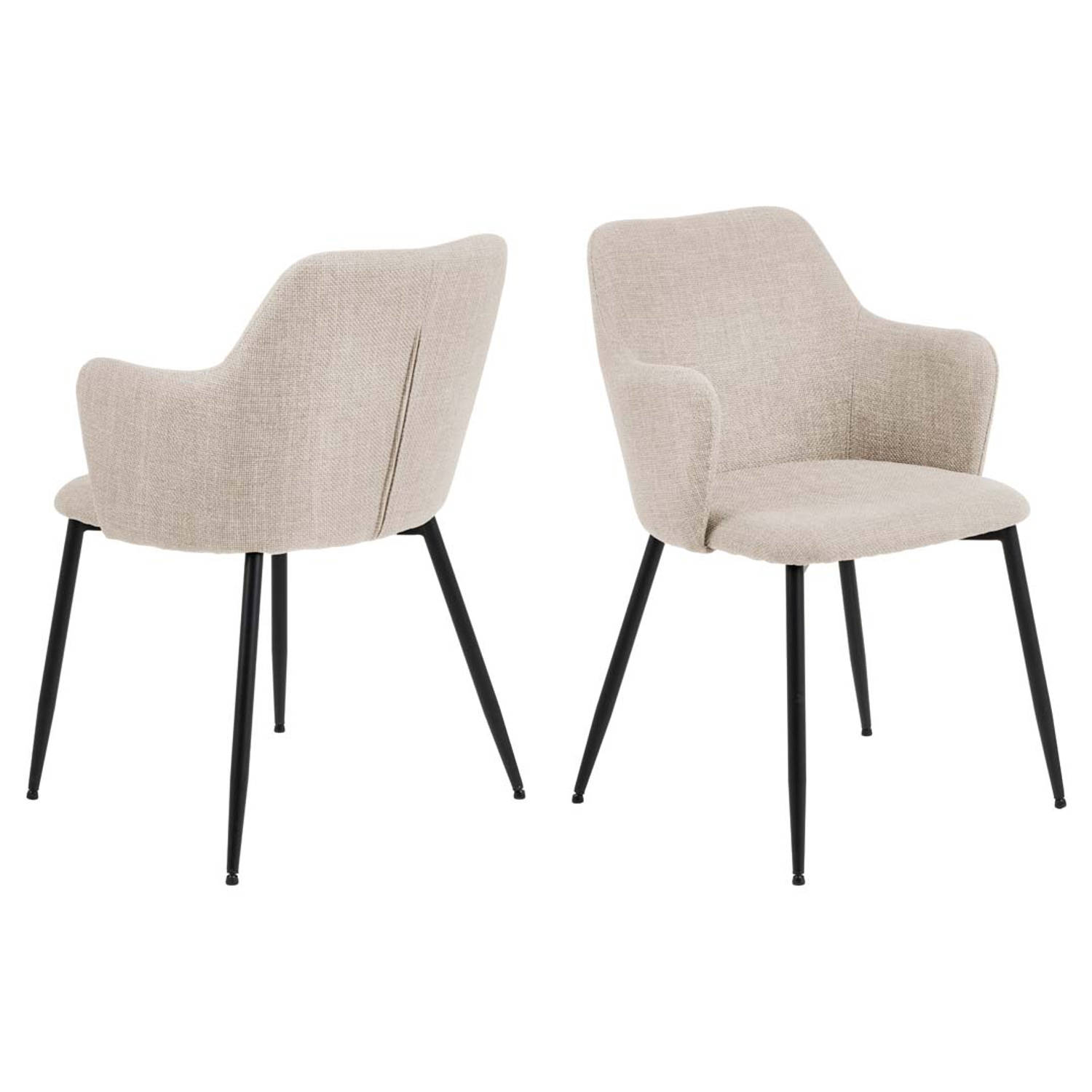 2 x Ilora eetkamerstoel met armleuningen beige. aanbieding