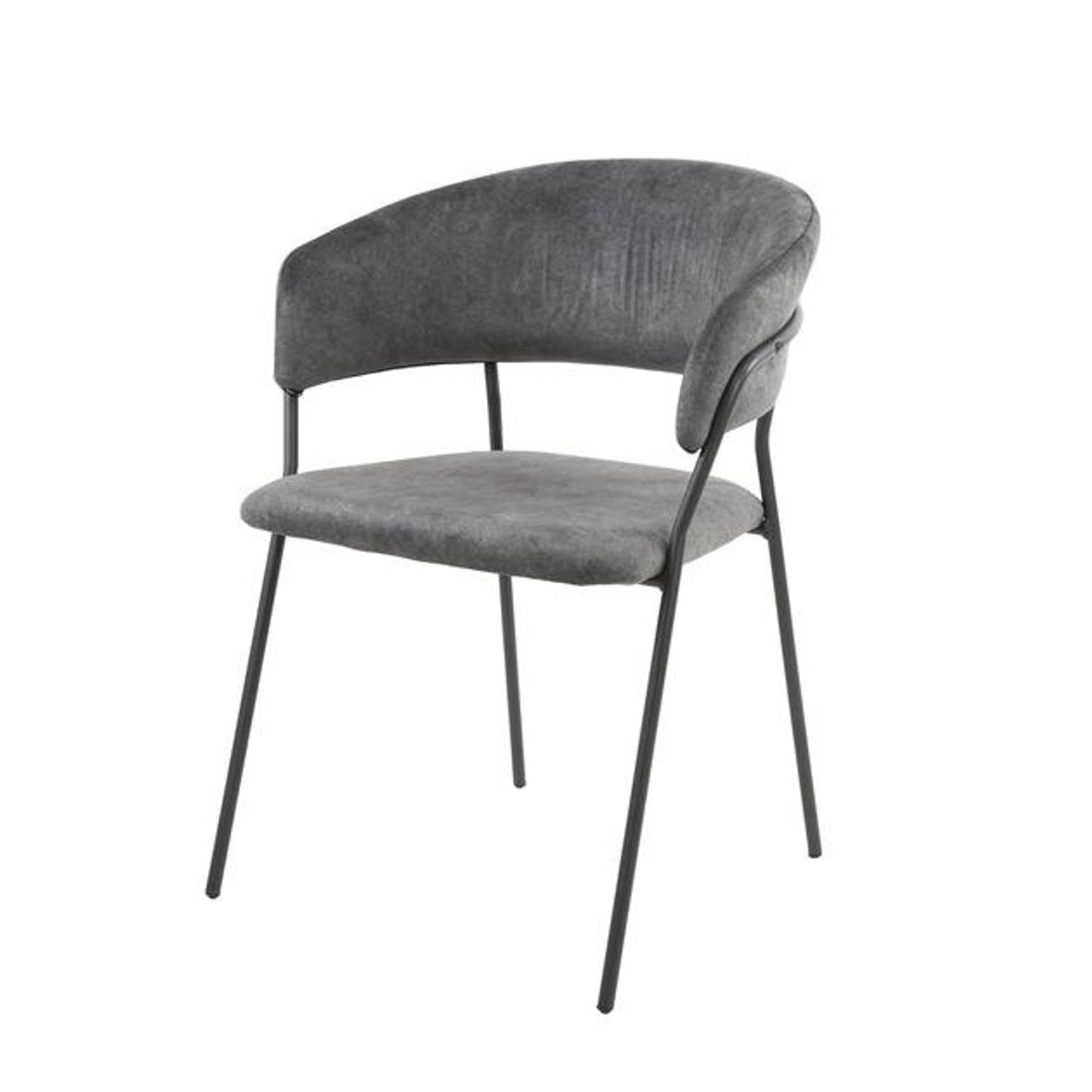 Set van 4 eetkamerstoelen met armleuning Ole velvet grijs aanbieding