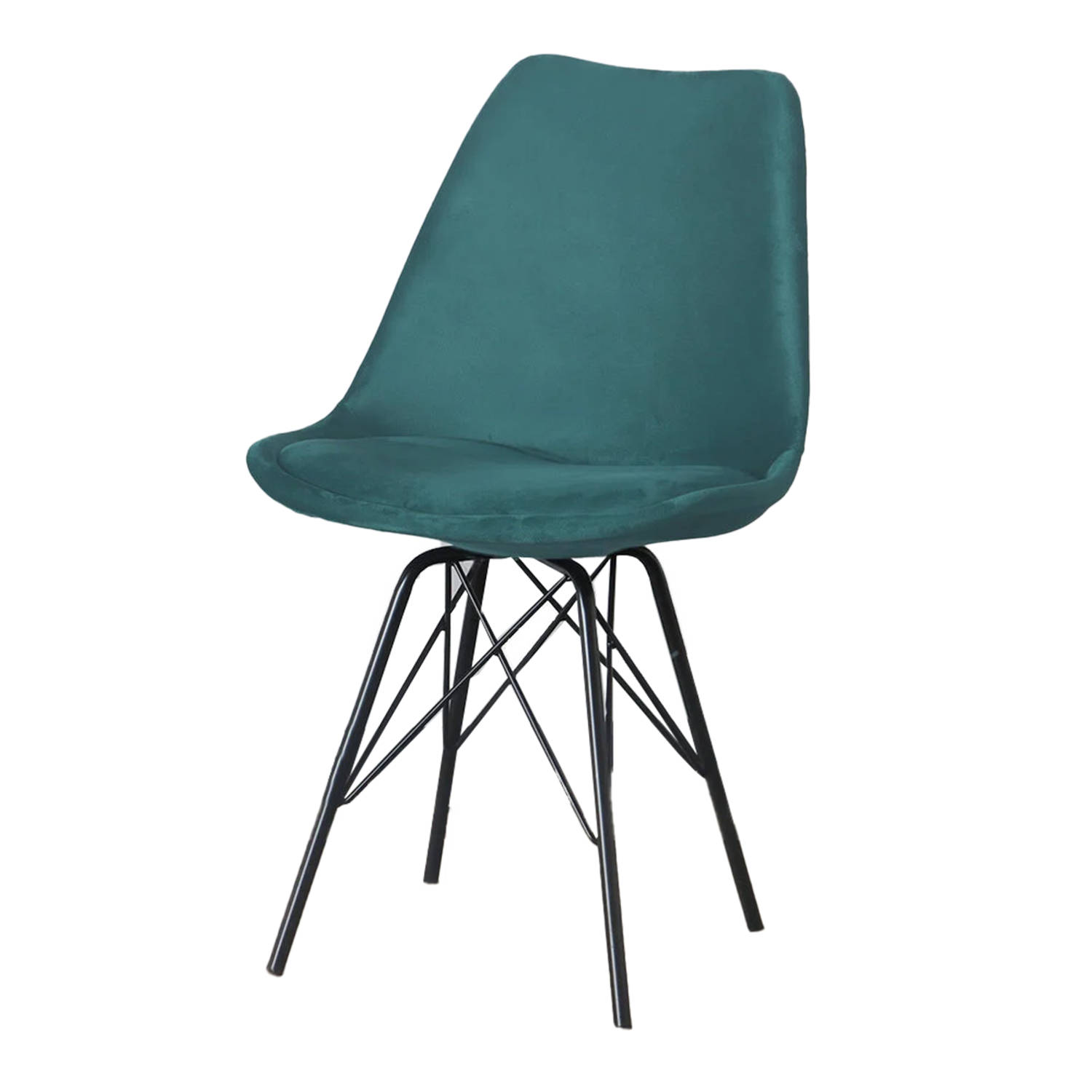 Eetkamerstoel Viga turquoise velvet eetstoel aanbieding