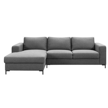 Bank Tom met chaise longue medium - grijs 90 - Leen Bakker aanbieding