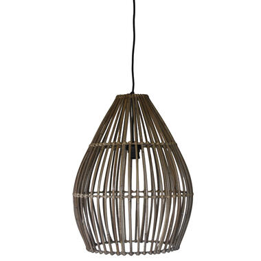 HSM Collection hanglamp - rotan - naturel - 40x51 cm - Leen Bakker aanbieding