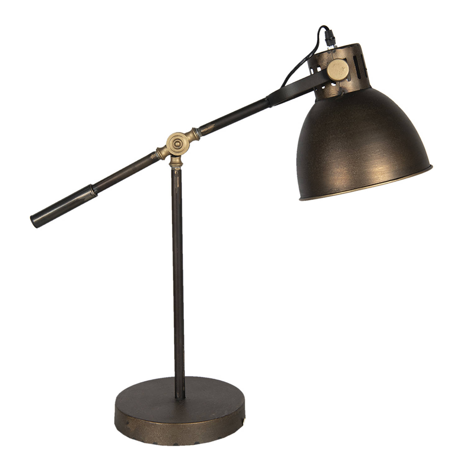 HAES DECO - Bureaulamp - Industrial - Koperkleurige Vintage Lamp, 20x62x60 cm -Tafellamp, Sfeerlamp, Nachtlampje aanbieding