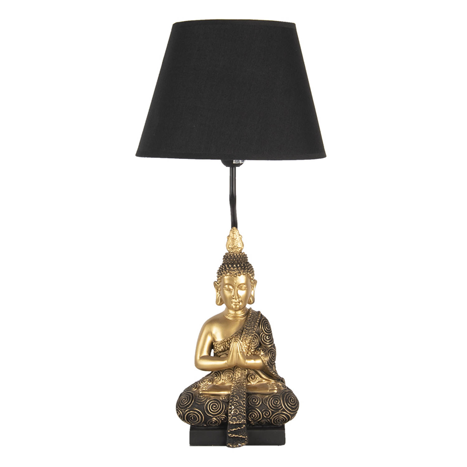 HAES DECO - Tafellamp - Dramatic Chic - Goudkleurige Boeddha, Ø 28x60 cm - Bureaulamp, Sfeerlamp, Nachtlampje aanbieding