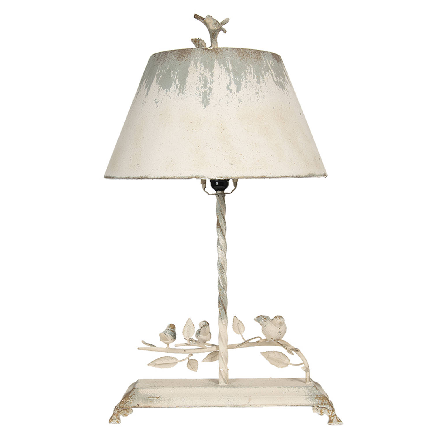 HAES DECO - Tafellamp - Shabby Chic - Vintage / Retro Lamp met Vogels. 44x43x75 cm - Bureaulamp, Sfeerlamp, Nachtlampje aanbieding