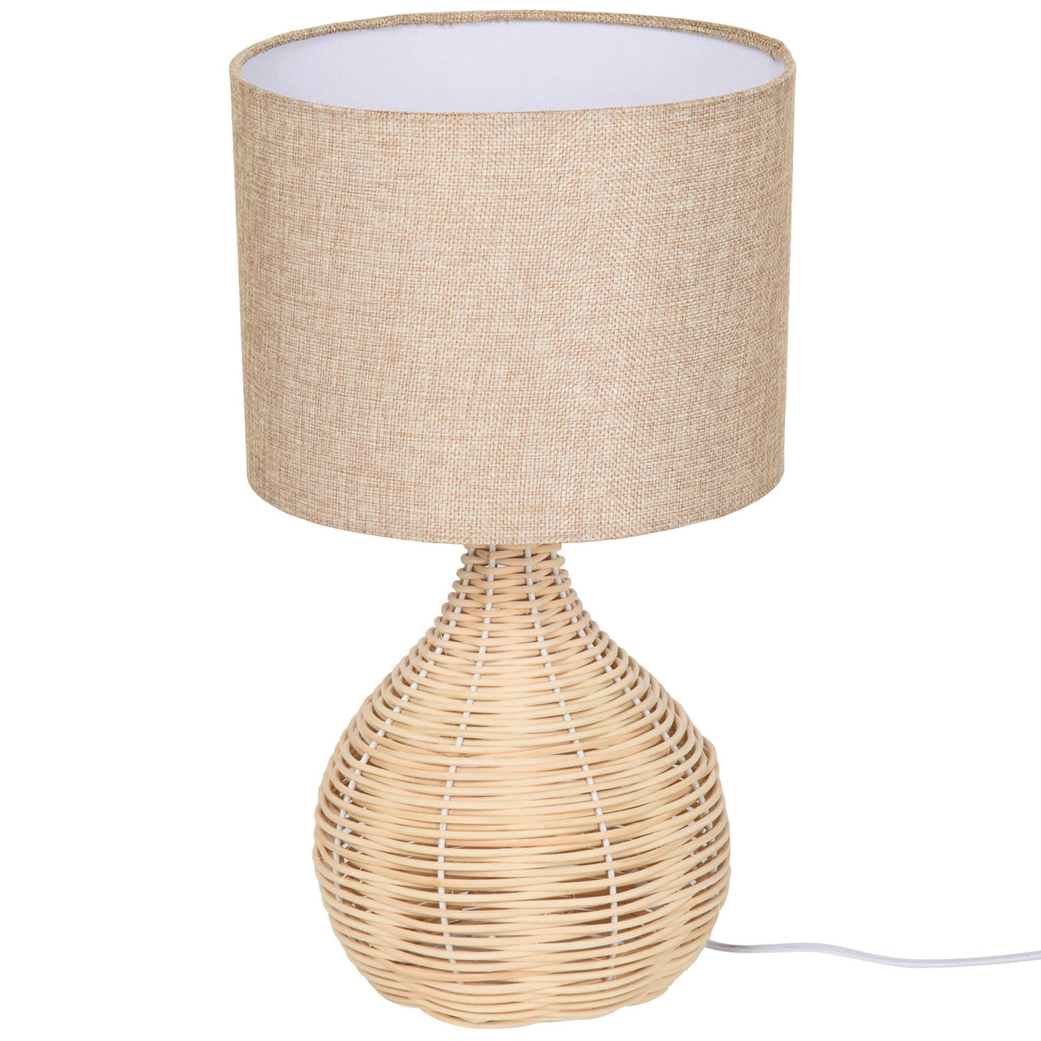 Tafellamp - Lampen - Tafellamp woonkamer - Decoratie - Modern - Linnen - Rotan - Beige - 22L x 22W x 40H cm aanbieding