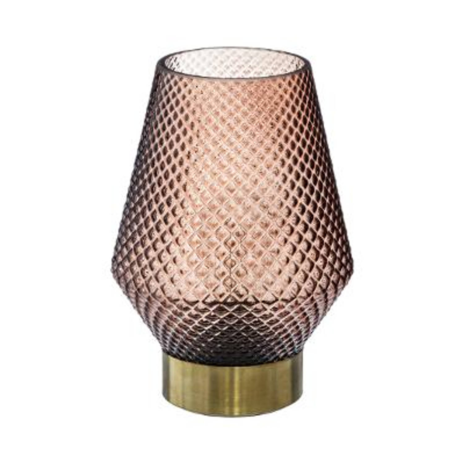 CASA DI ELTURO LED-lamp Pink - Amber Bruin - Goud - Werkt op batterijen (incl. lamp) - Ø12 x17 cm aanbieding