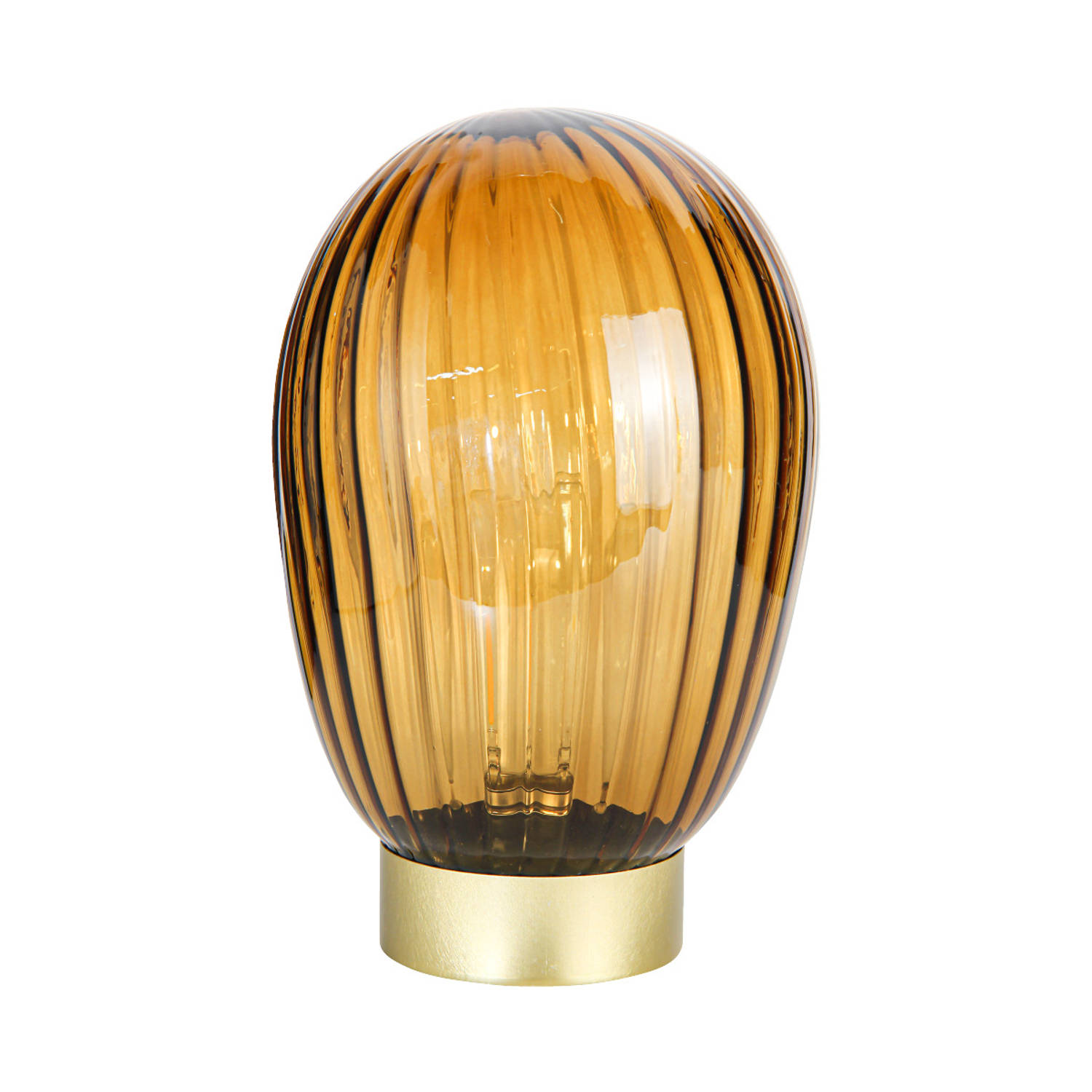 CASA DI ELTURO LED Tafellamp Amber Bruin - Goud - Werkt op batterijen (incl. lamp) - Ø14 X 23,5 CM aanbieding