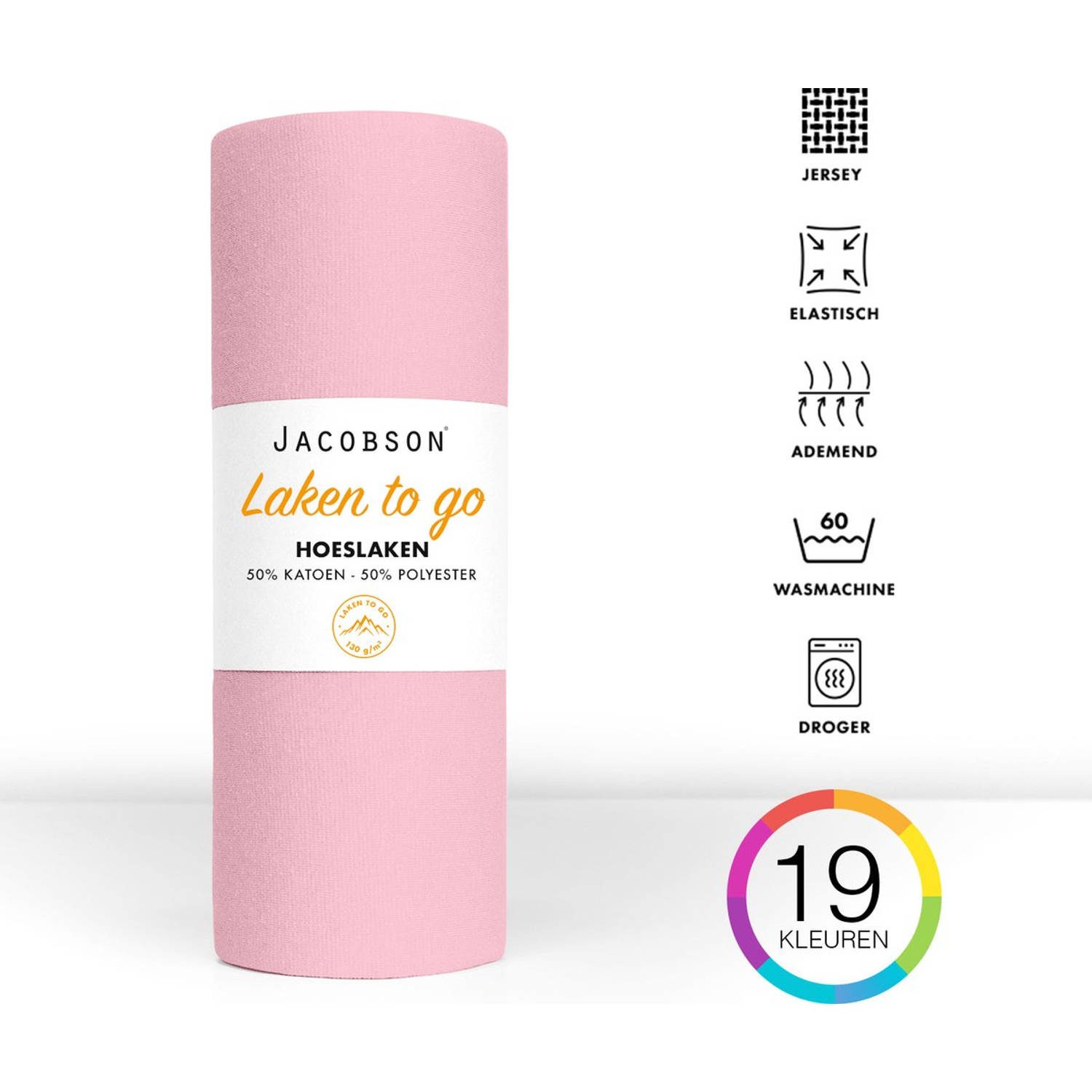 Jacobson - Hoeslaken - 100x200cm - Jersey Katoen - tot 23cm matrasdikte - Roze aanbieding