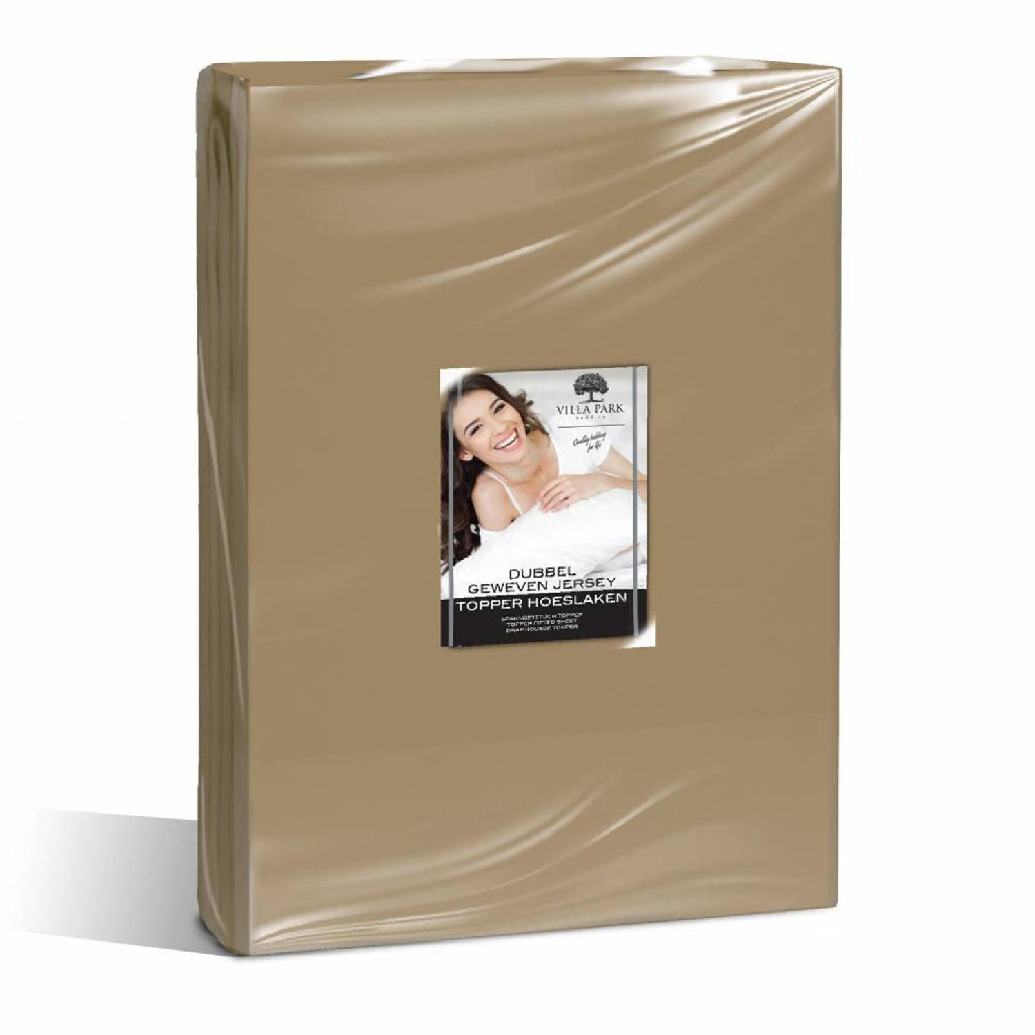 Nightsrest VP Dubbel Jersey Topper Hoeslaken - Taupe Maat: 160/180x200/220 + 12cm aanbieding