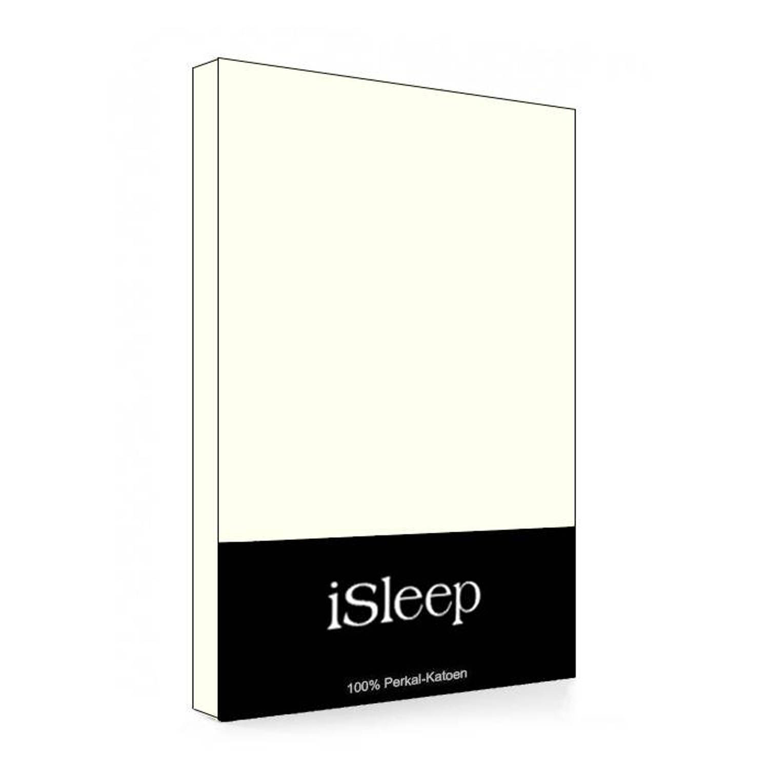 iSleep hoeslaken Perkal Katoen - Licht Beige - 160x200 aanbieding