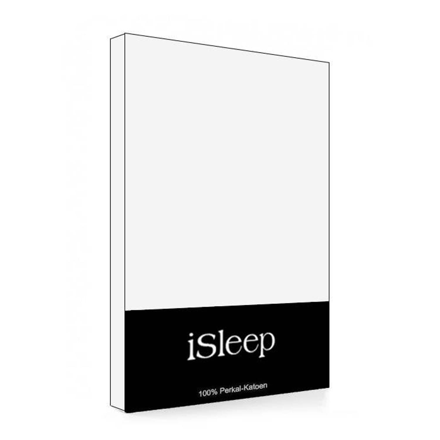 iSleep Topper hoeslaken Perkal Katoen - Wit - 90x220 aanbieding