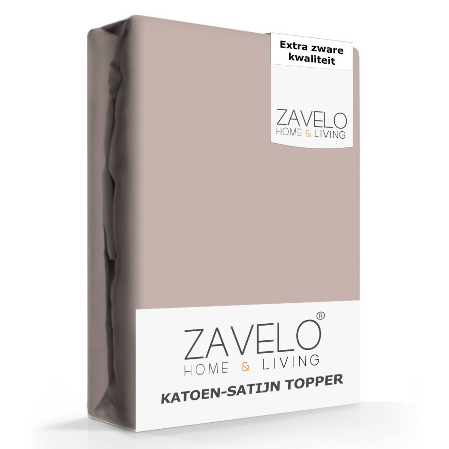 Zavelo Deluxe Katoen-Satijn Topper Hoeslaken Taupe-Lits-jumeaux (180x220 cm) aanbieding