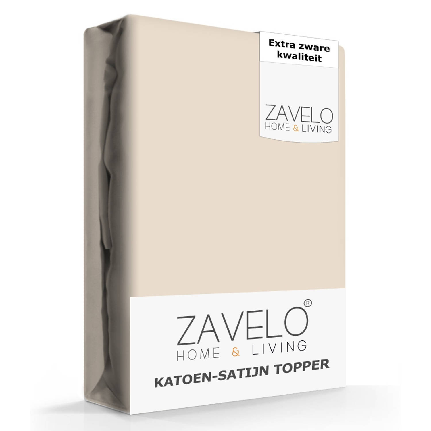 Zavelo Deluxe Katoen-Satijn Topper Hoeslaken Zand-1-persoons (90x220 cm) aanbieding