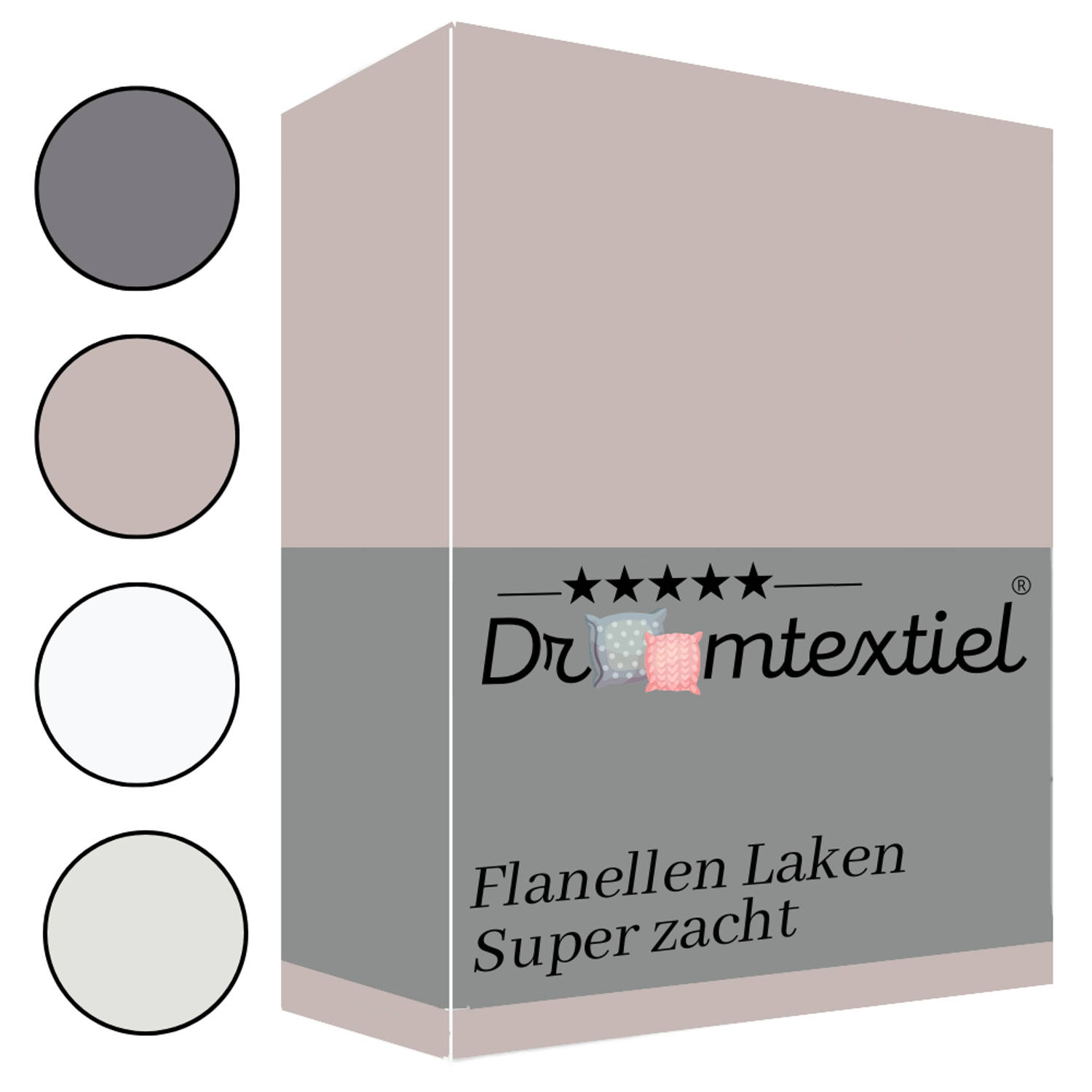 Droomtextiel Flanellen laken Zand - Lits-Jumeaux 240x270 cm - 100% Katoen - Heerlijk Warm - Super Zacht - aanbieding