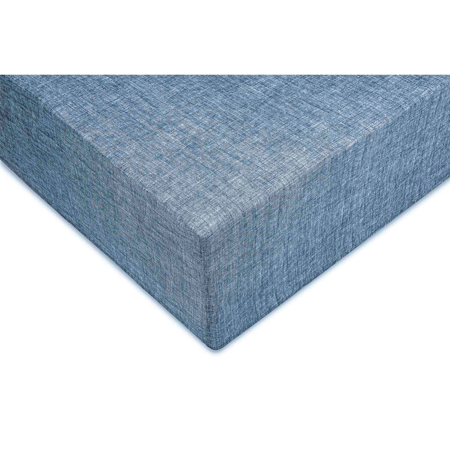 Zo Home Lino Hoeslaken Katoen Linnen Look 35cm Hoek - urban blue 90x210/220cm aanbieding