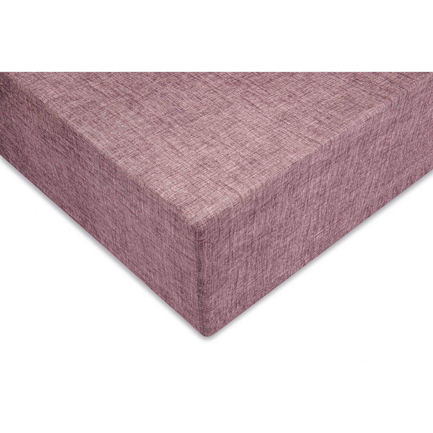 Zo Home Lino Hoeslaken Katoen Linnen Look 35cm Hoek - wine red 90x200cm aanbieding