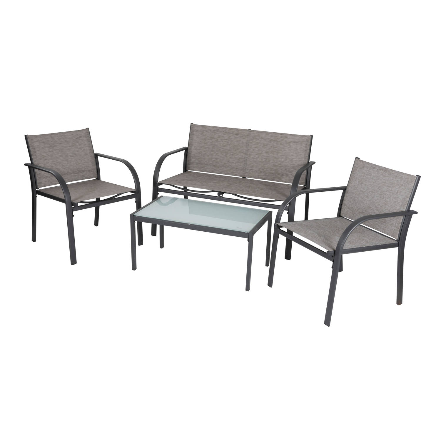 Lifetime Garden Tuinset - Parijs Loungeset - 4 Stuks - Tuinstoelen, Loveseat en Tafel - Rotan - Grijs aanbieding