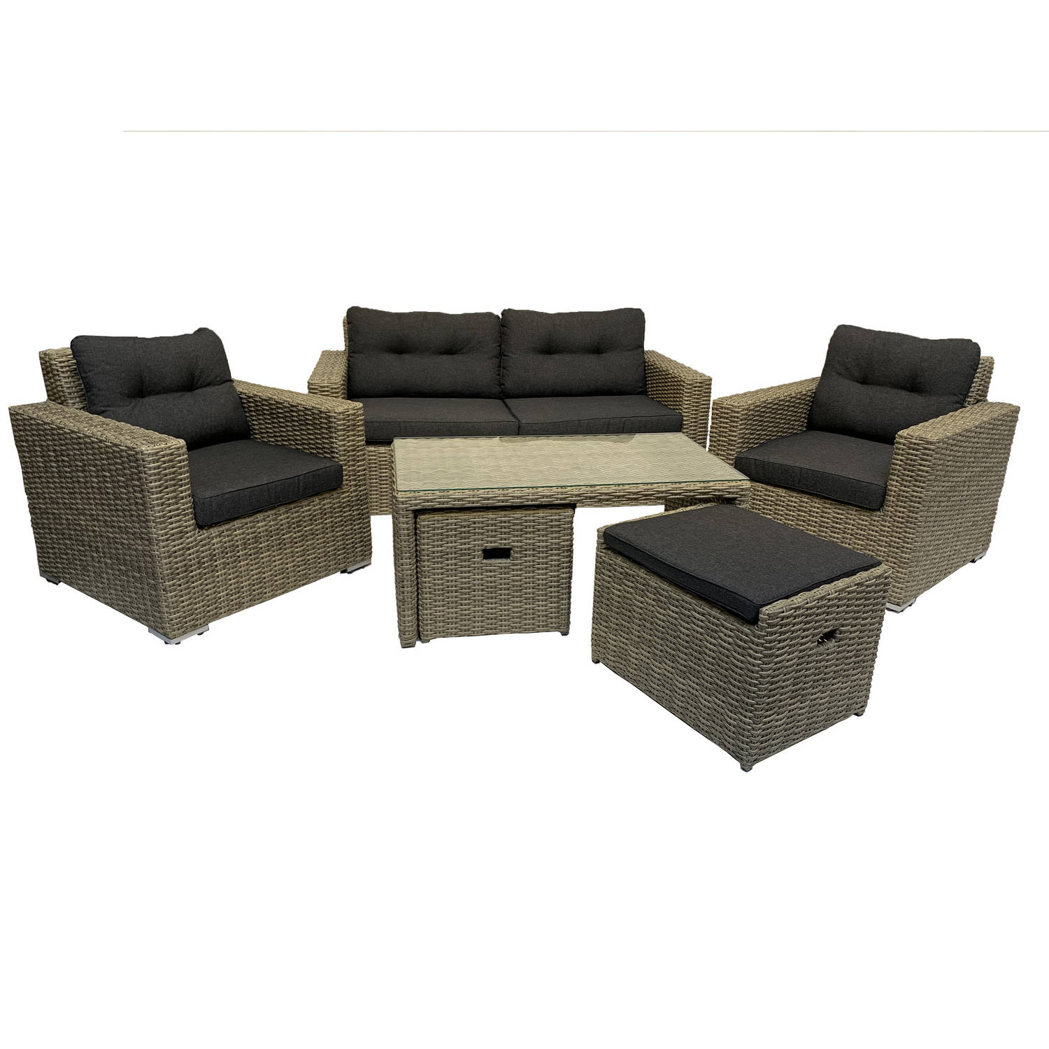 6-persoons Loungeset Garonne Forest Grey Incl. tafel aanbieding