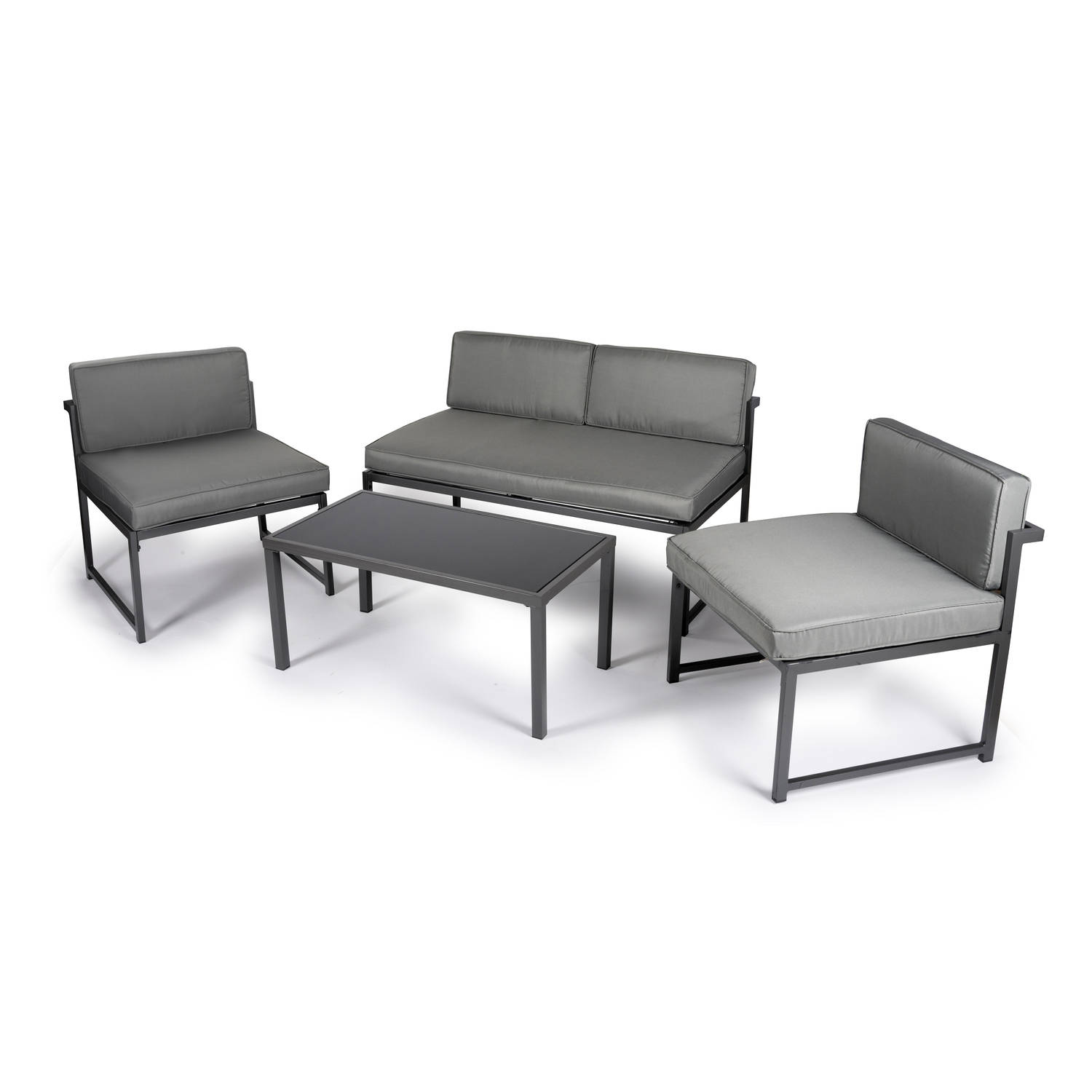 Lifetime Garden Loungeset London - Loungeset Tuinmeubels - 4-delig - 2 fauteuils - 1 Loveseat - 1 Koffietafel - Compact aanbieding