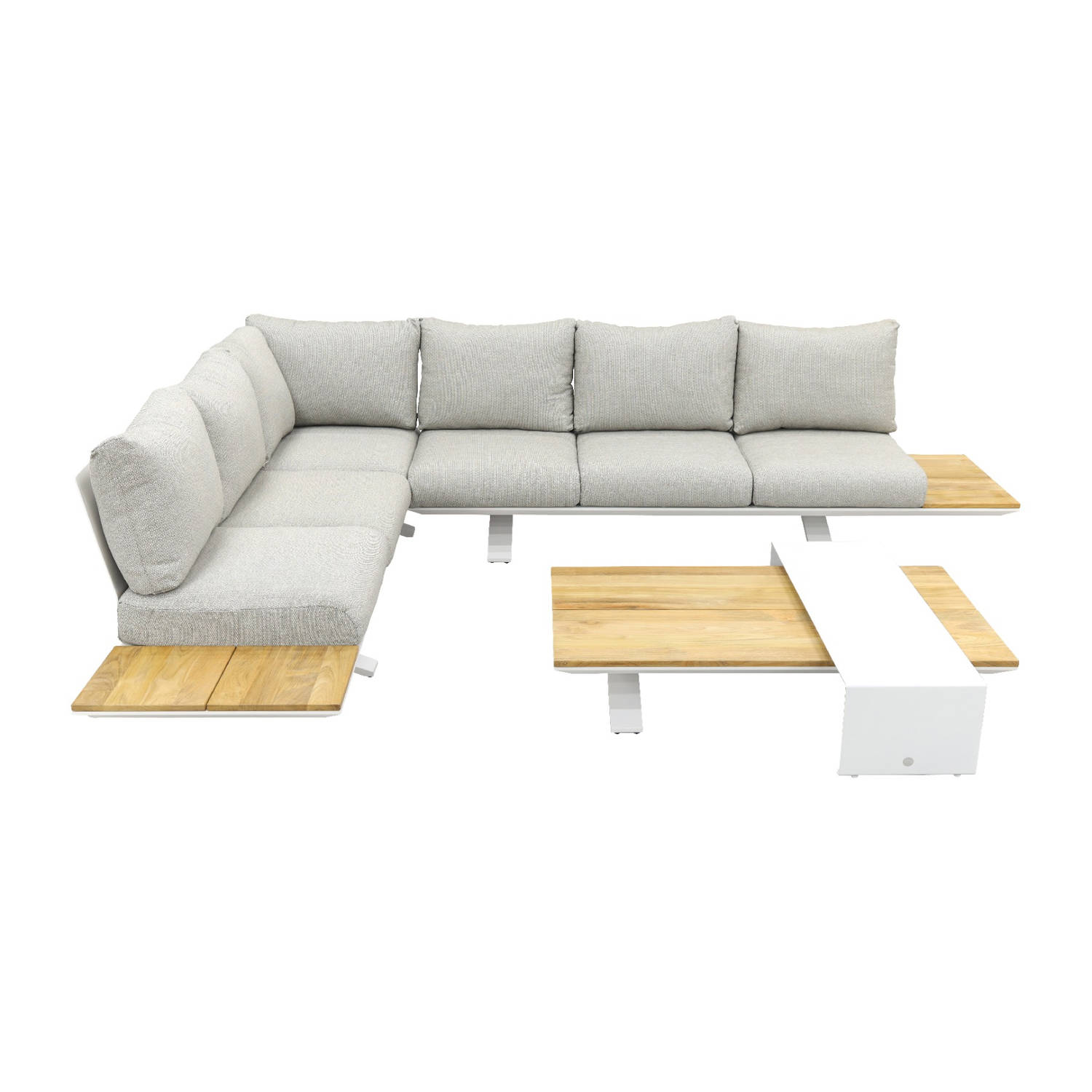 Suns Stockholm loungeset - White/teak - Soft grey aanbieding