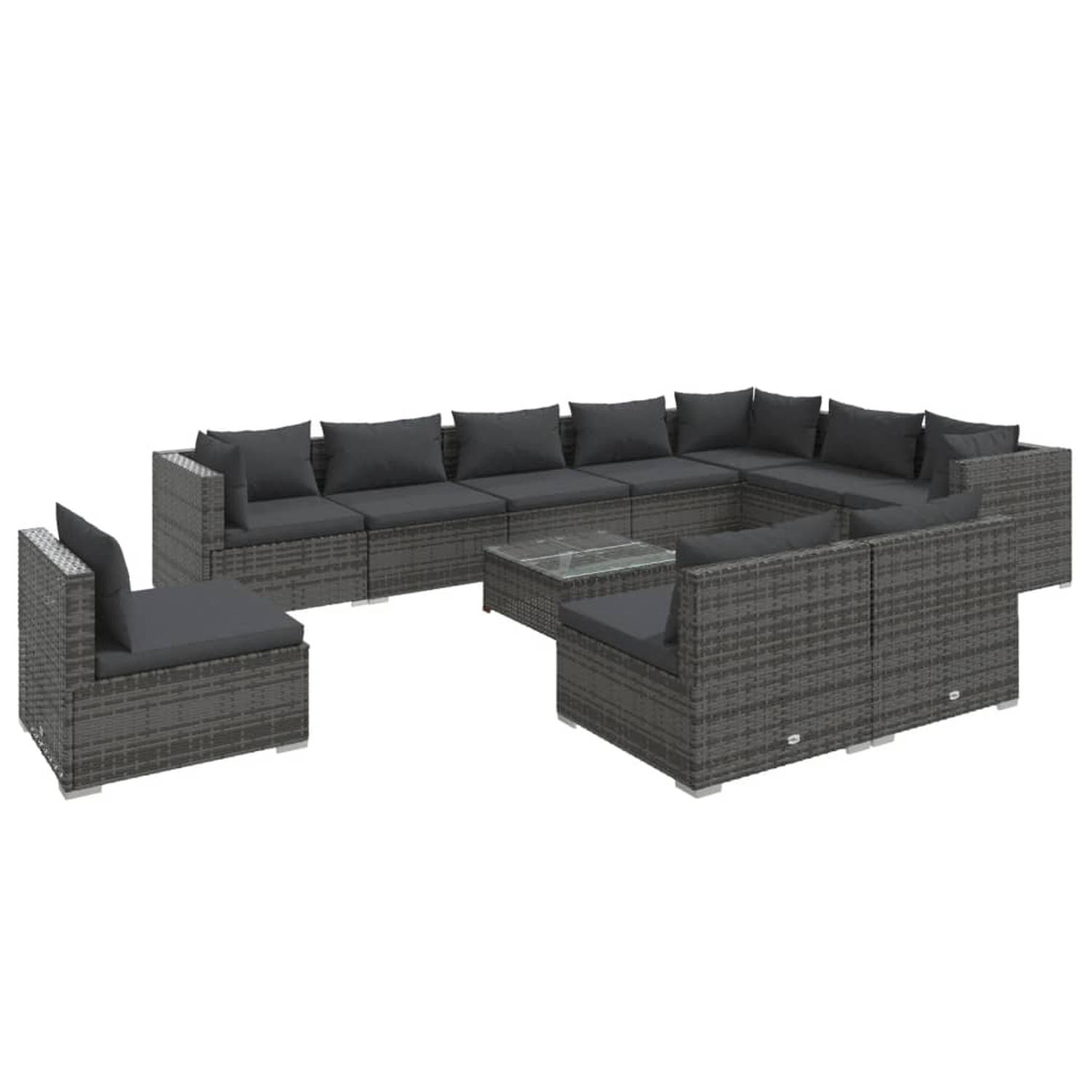 Blokker Loungesets - The Living Store Loungeset - Poly Rattan - Grijs - Hoekbank (70x70x60.5cm) - Modulair Design aanbieding