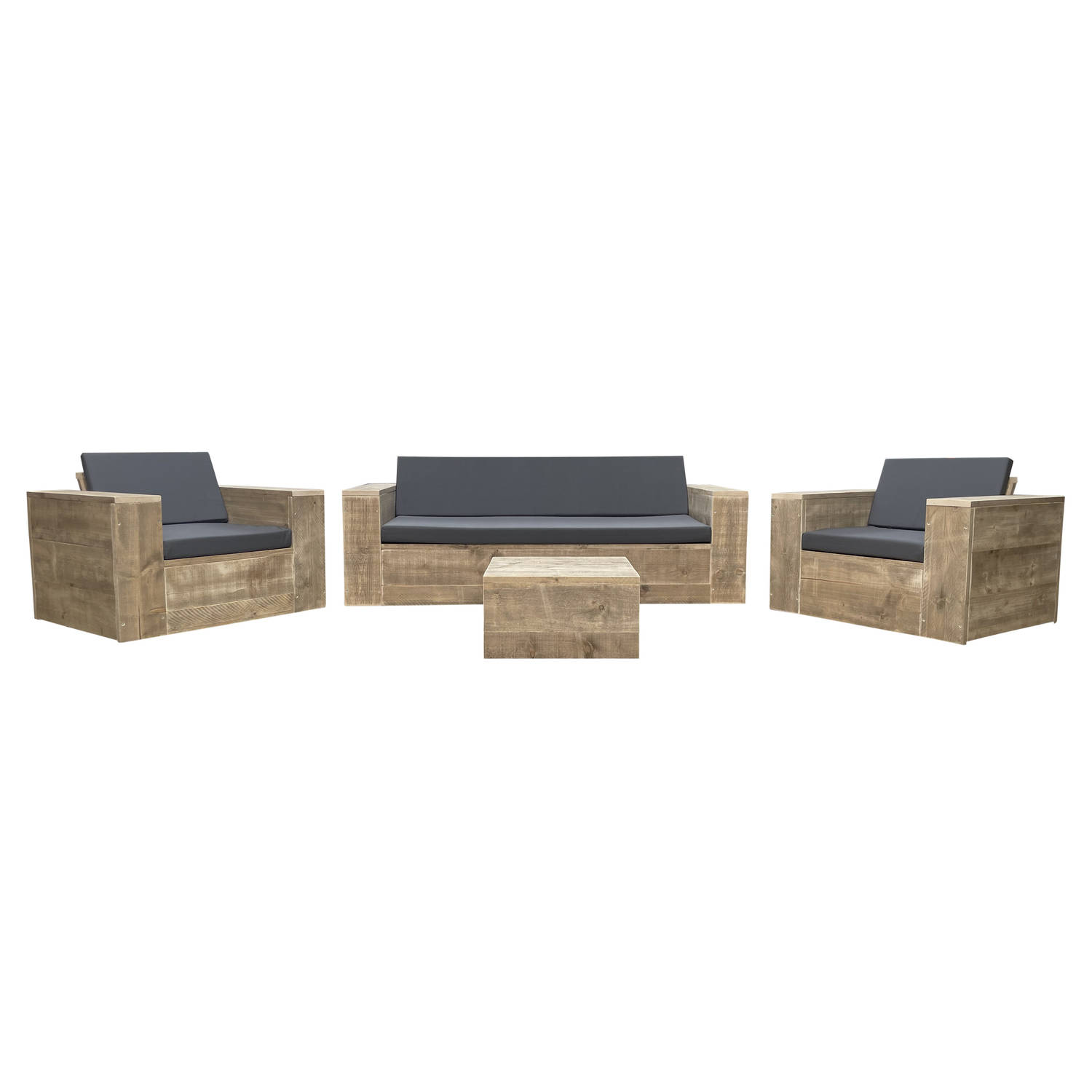 Wood4you- Loungeset steigerhout Four - incl kussens aanbieding