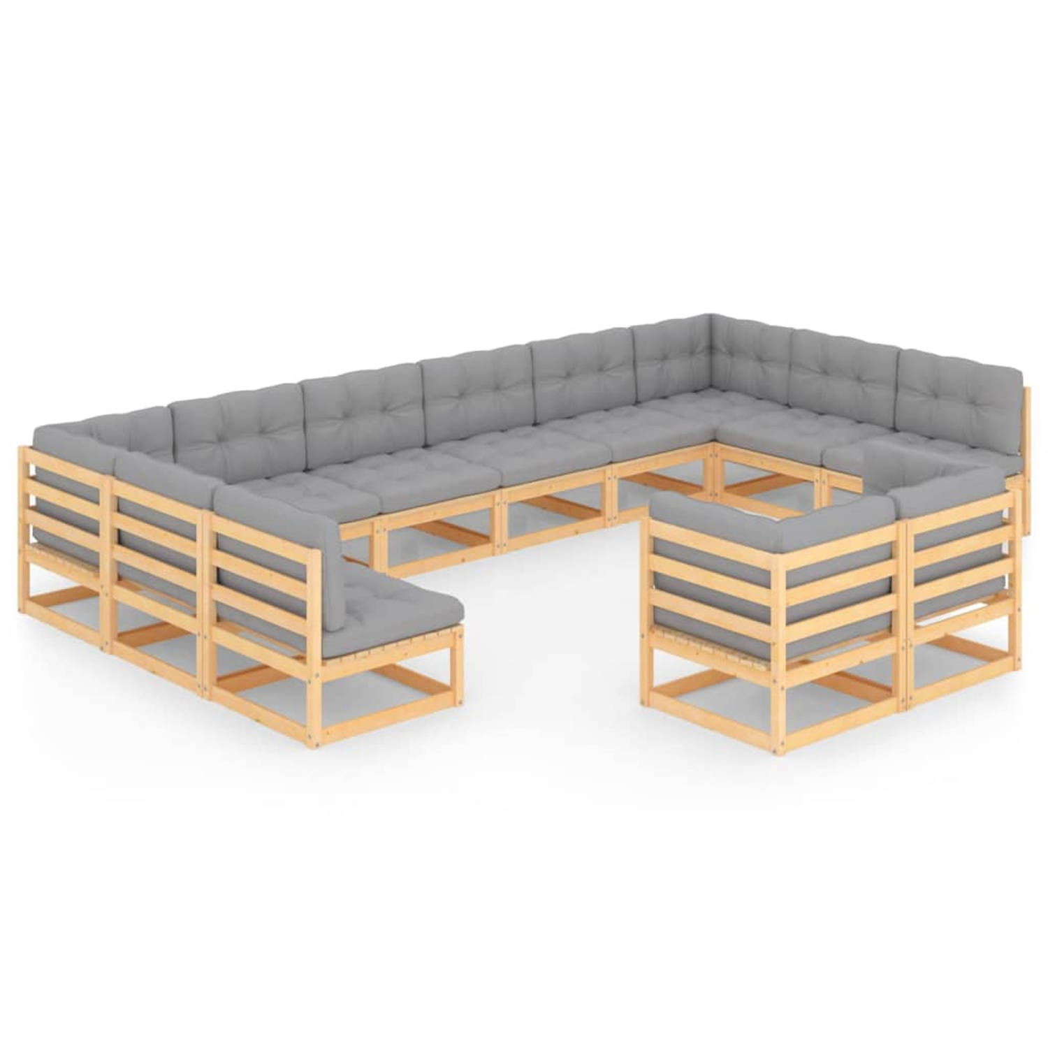 vidaXL 12-delige Loungeset met kussens massief grenenhout aanbieding