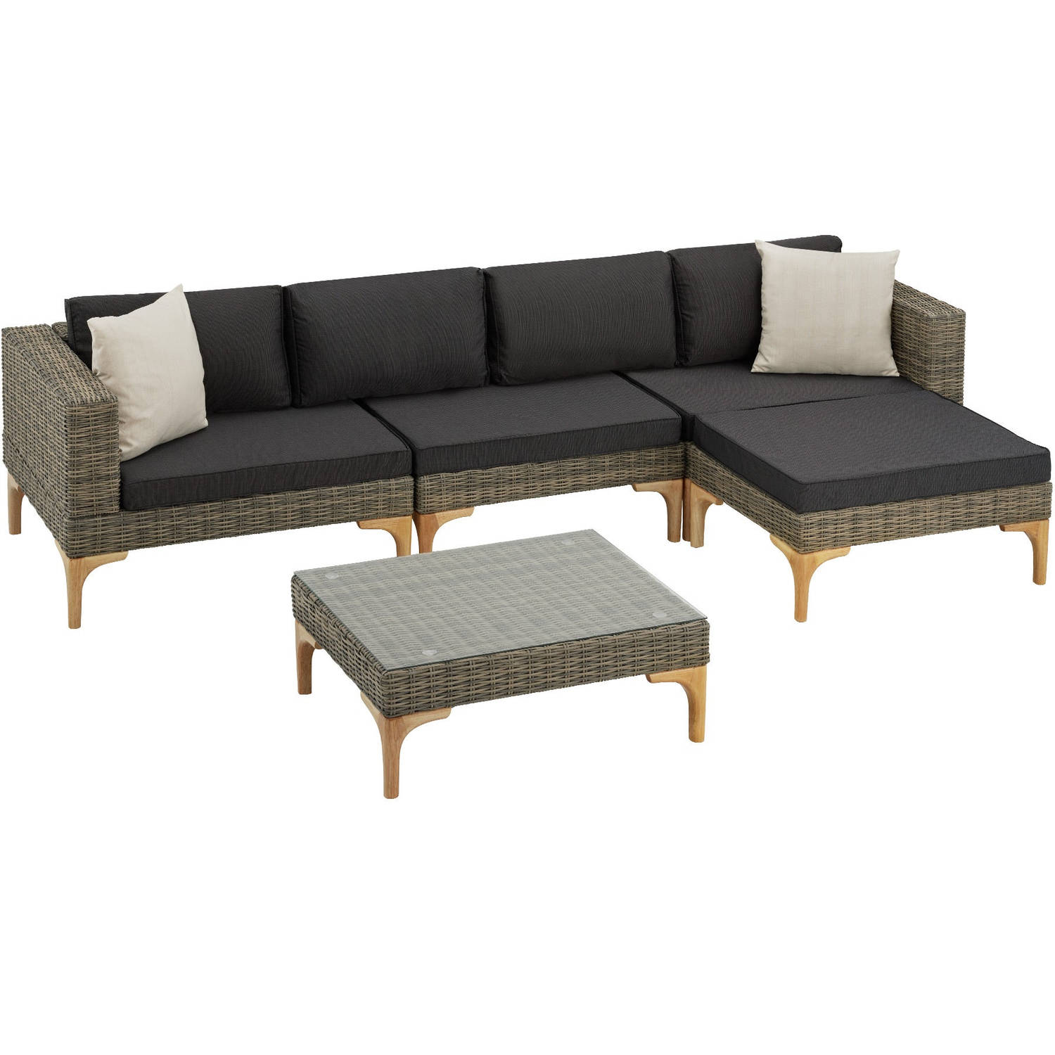 tectake® - Wicker lounge Konstanza met aluminium frame - natuurkleur - 404795 aanbieding