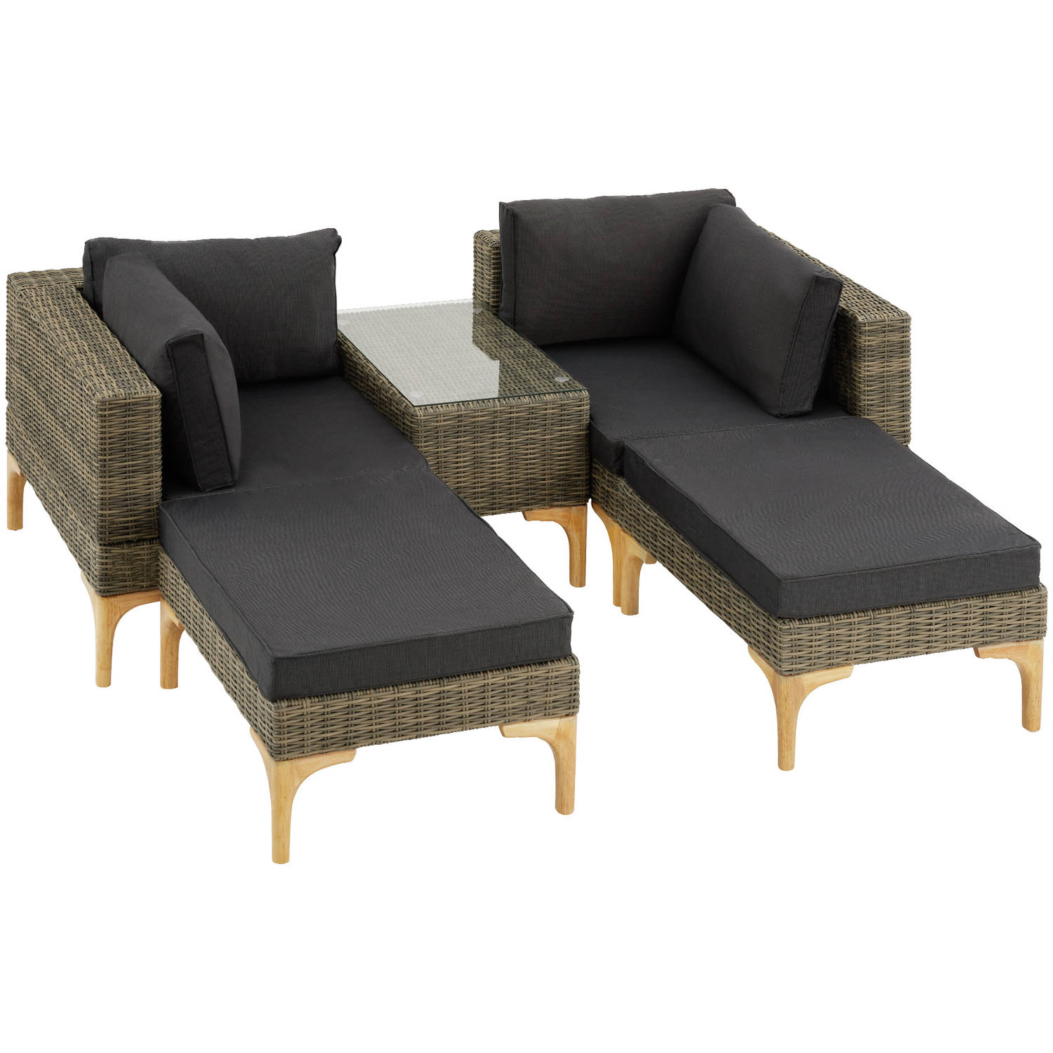 tectake® - Wicker lounge Bellaria met aluminium frame - natuur - 404797 aanbieding